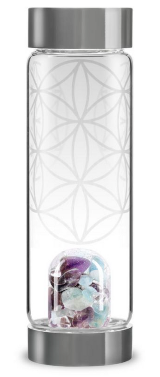 VitaJuwel ガラス製クリスタルデザイン VitaJuwel Via Flower of Life Crystal Water Bottle –